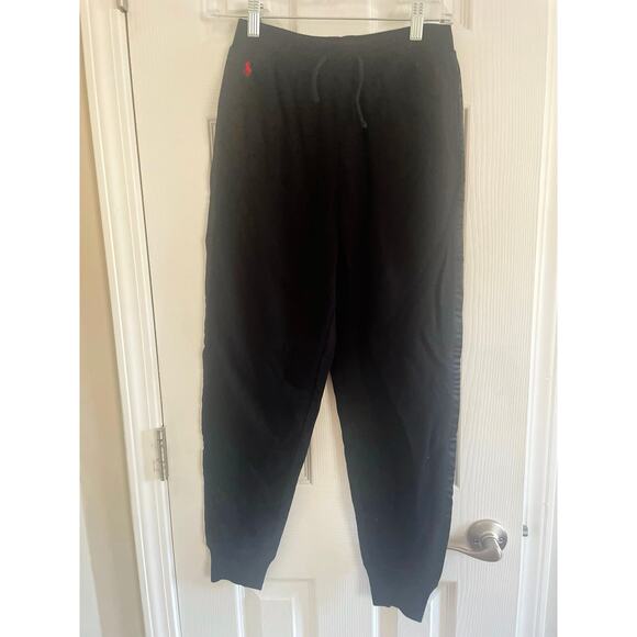 Polo Ralph Lauren Black Sweats w/ Ribbon Tuxedo type Trim on pant side seam, A64 - Picture 1 of 7